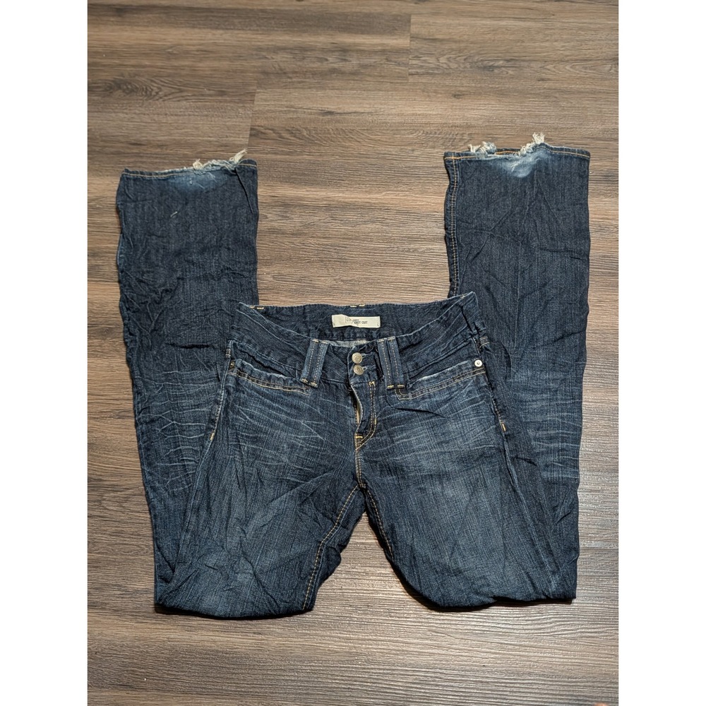 Gap Curvy Boot Cut Stretch Jeans Dark Wash Low Rise Distressed 2 Long 408849